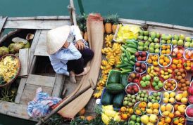 Mercado flotante del delta del Mekong